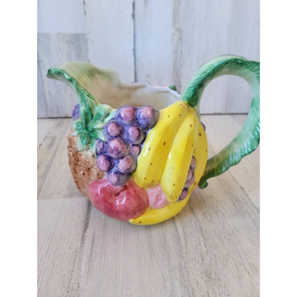Fitz Floyd Calypso tropical banana fruit pitcher jug 1.5‎ quart vintage 1988